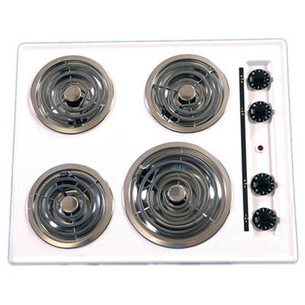 Brown Brown WEL03 24in Electric Cooktop Coil Top - White WEL03